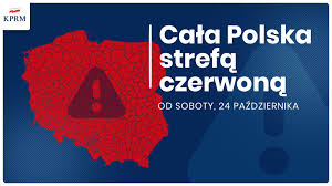 Plakat z napisem Cała Polska  strefą czerwoną