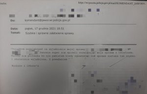 Podziękowania od pokrzywdzonej dla policjantów za szybkie działanie i profesjonalizm