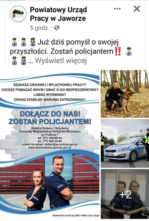 Zostań policjantem, czyli współpraca jaworskiej Policji z Powiatowym Urzędem Pracy