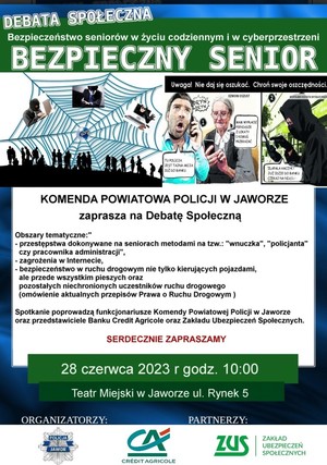 Zapraszamy na debatę społeczną „Bezpieczeństwo seniorów w życiu codziennym i w cyberprzestrzeni”