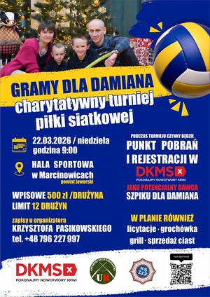 Charytatywny Turniej Piłki Siatkowej „Gramy dla Damiana” w Marcinowicach