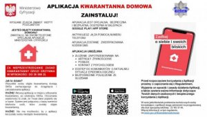 Plakat obrazujący aplikację Kwarantanna domowa