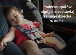 NIE ZOSTAWIAJ DZIECI ANI ZWIERZĄT W ROZGRZANYM AUCIE